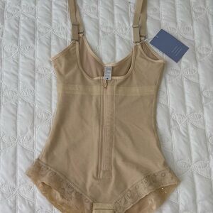 Nude Shapewear Bodysuit with Lace Trim